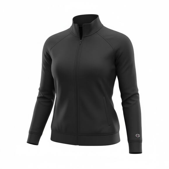 Champion Jackets & Blazers - Champion Duo Dry Black Full Zip Up Jacket Large Mock Neck Athletic Track Coat L
